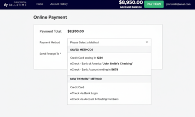 BillForTime login online payment dashboard showing account balance and payment options