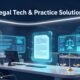 Legal Tech & Practice Solutions showing AI-powered legal technology, digital law firm automation, and futuristic legal research systems transforming modern law firms in 2026