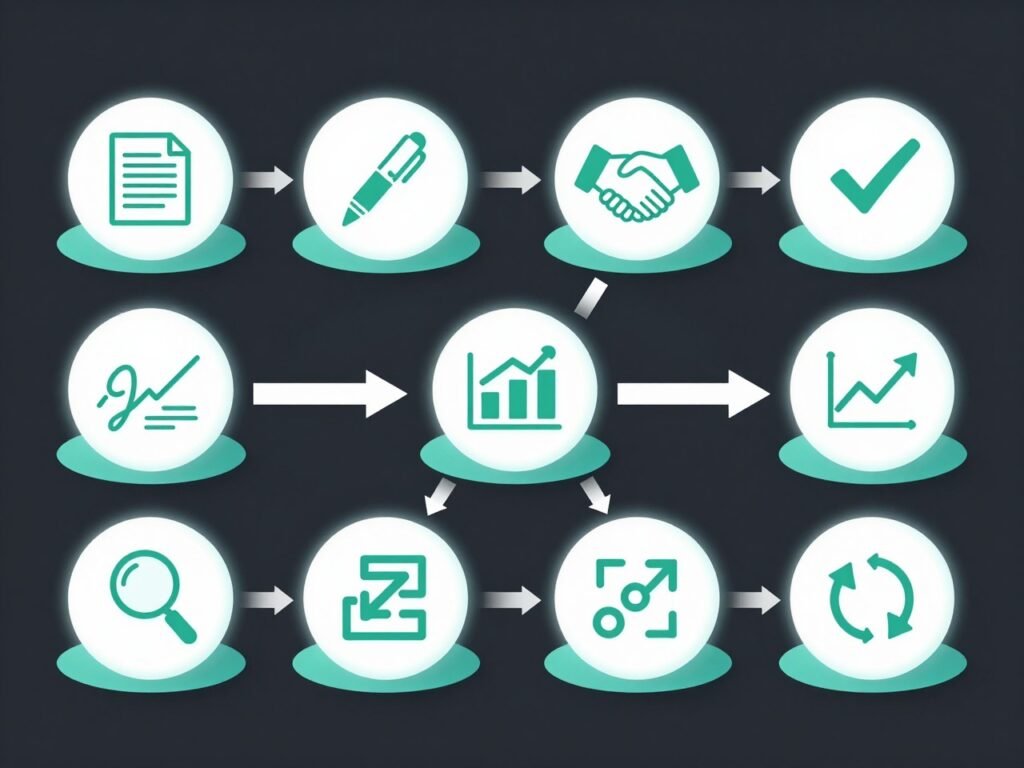 nine stages of contract lifecycle management process flow illustration