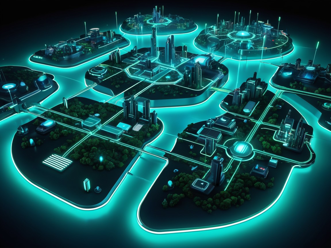play world online — colorful digital game world map with glowing zones