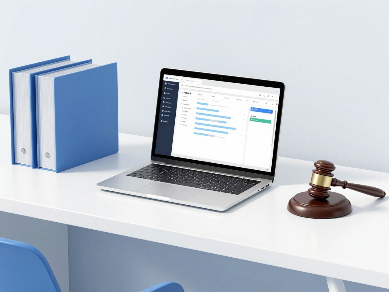 legal document management system dashboard on a law firm laptop