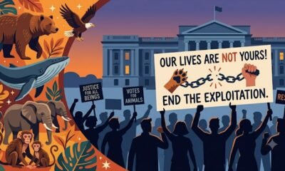 Why is PETA hated illustration showing animal rights protest crowd